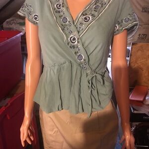 Ladies Faux Surplus Top by Blue Rain Size M